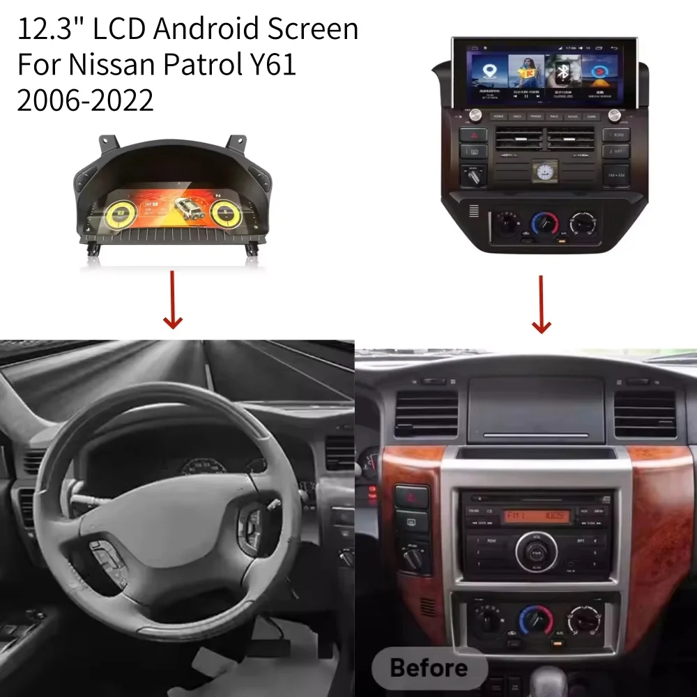 

LCD Android Screen For Nissan Patrol Y61 2006-2022 Car Radio Player Multimedia Stereo GPS Navigation Head Unit Carplay