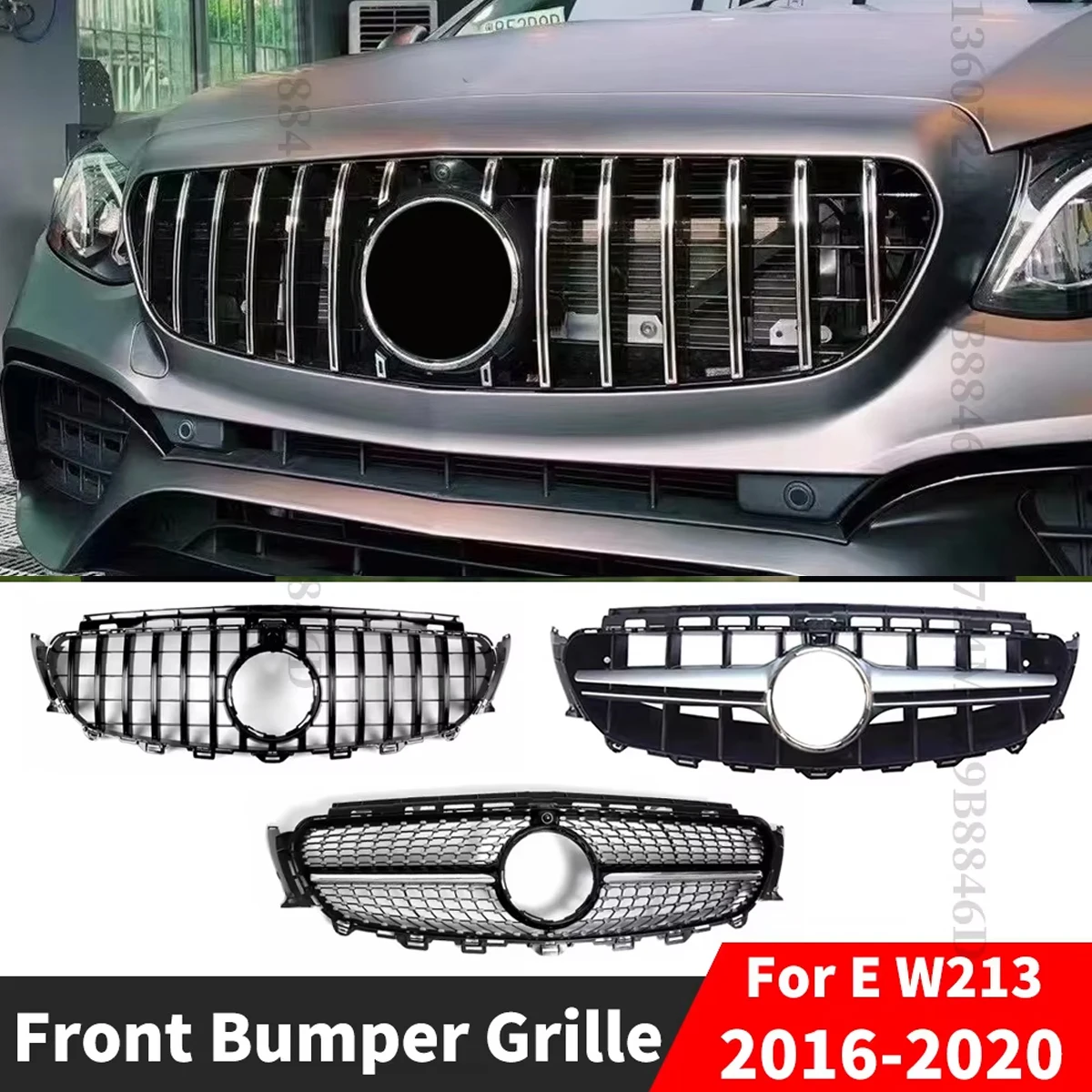

Front Inlet Bumper Grille Hood Grill Mesh For Mercedes W213 C238 A238 Benz E E200 E260 E300 2016-2020 Sport GT Diamond E63 Style