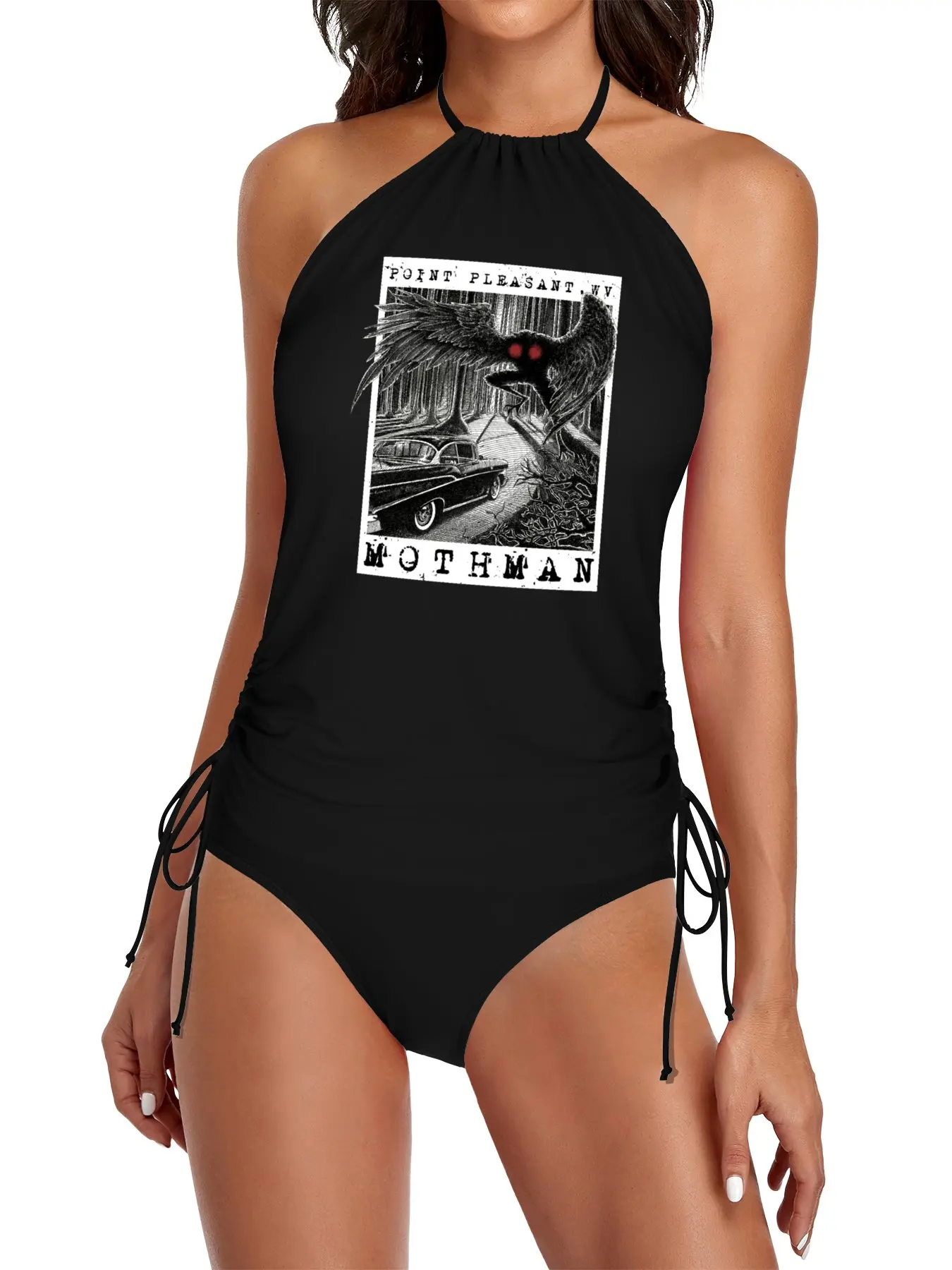

Mothman Encounter - Point Pleasant, WV Cryptid Gift Split Swimsuit Set Black swimsuit Swimsuit bikini beachwear woman 2025