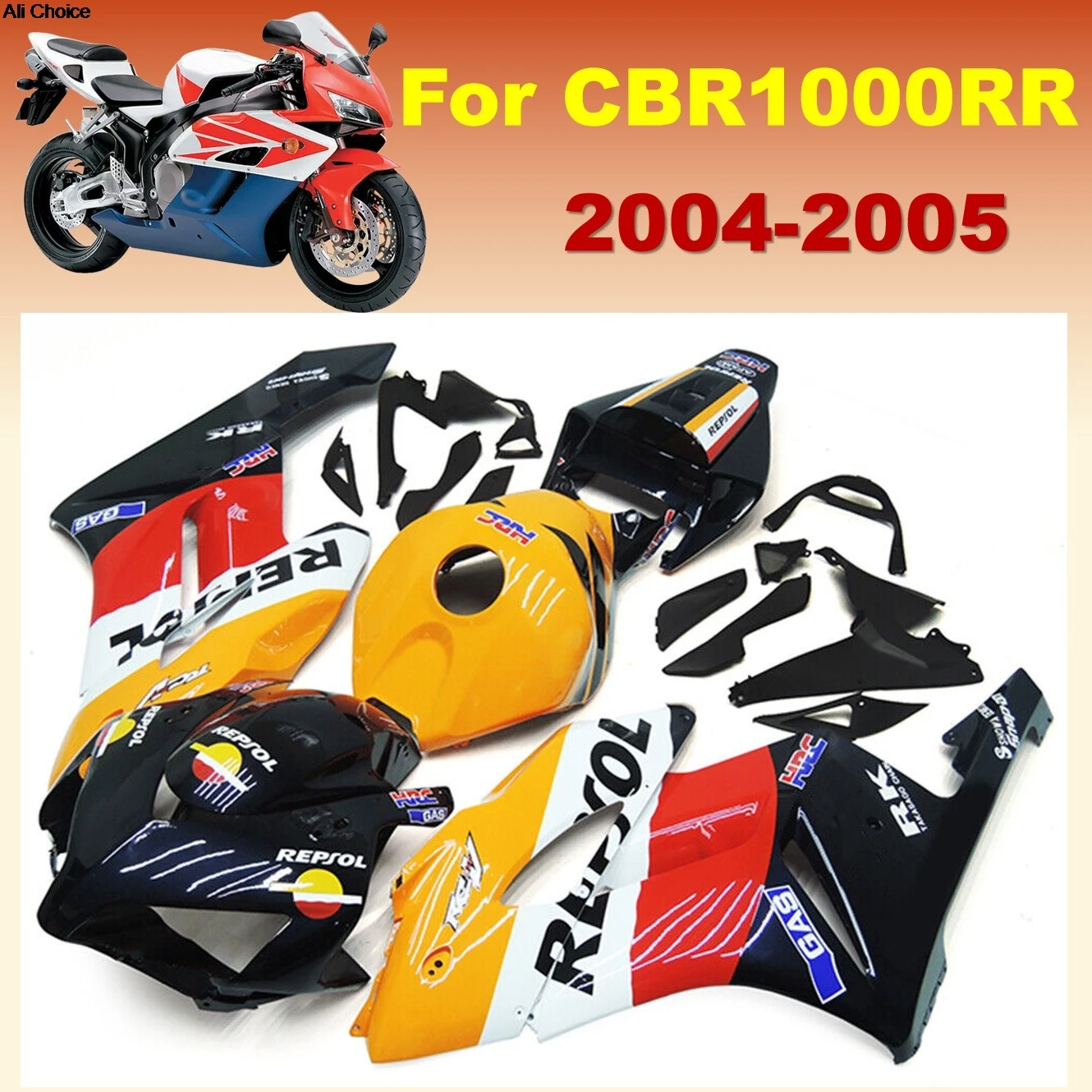 

Classic style Repsol Fairing kit For CBR1000RR 2004 2005 CBR-1000RR 04 05 orange black bodywork cowl