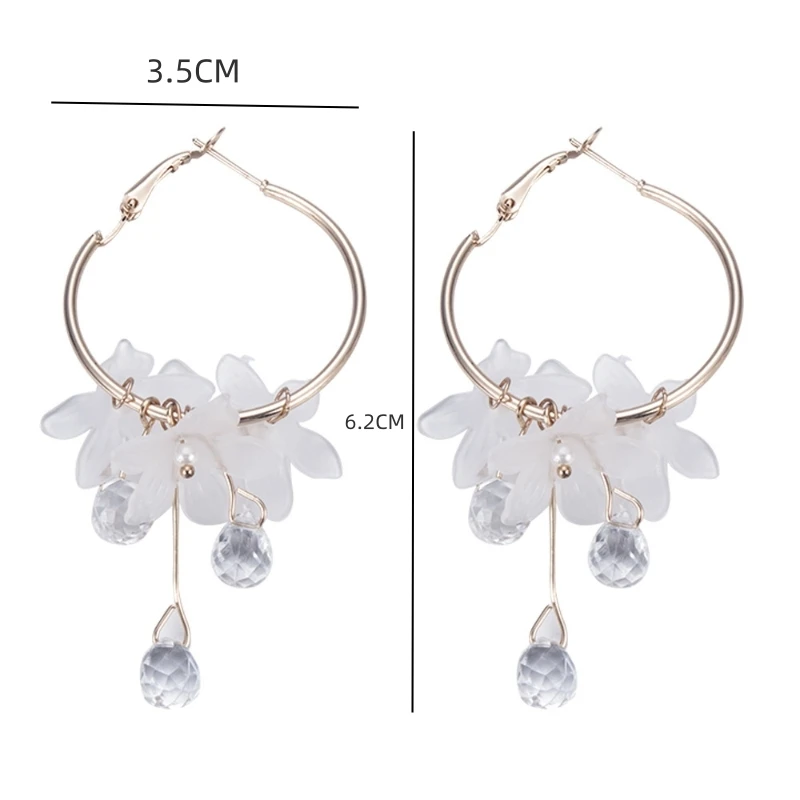 new korean sweet transparent crystal flower drop earrings for women temperament long tassel earrings female elegant jewelry gift