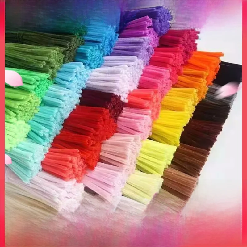  Twist Sticks 100 Pieces Mixed Faux Fur Rods Handmade Simulation Flowers Creative DIY Craft Materials for Women