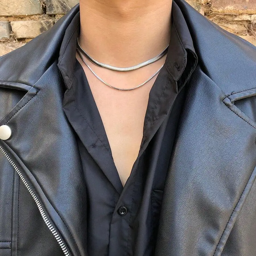 

Minimalist Double Layer Snake Chain Choker Necklace For Adults