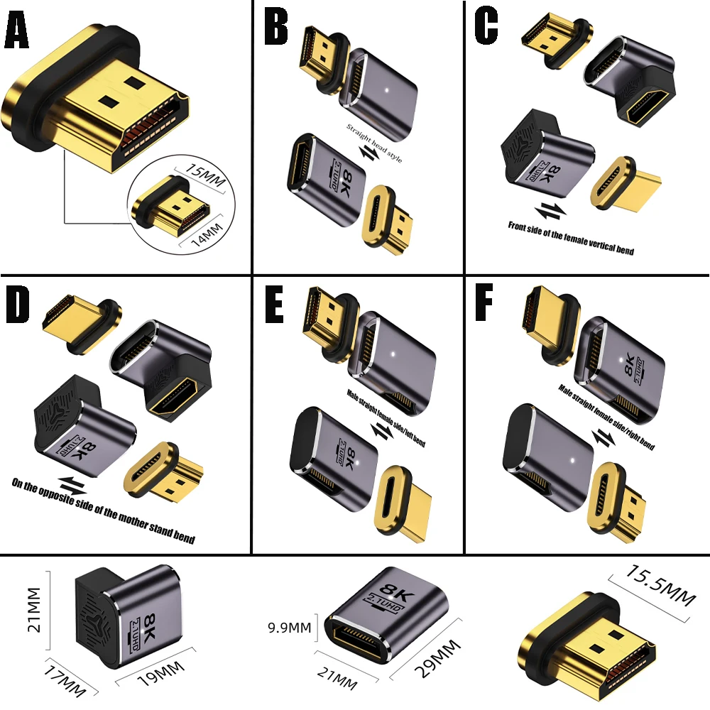 1Piece Conversion Plug Magnetic High-definition HDM Male Female Bidirectional Adapter 8K TV Set-top Box Laptop Monitor Scope
