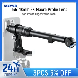 NEEWER 135° 18mm 2X Macro Probe Lens with 17mm Thread for Mobile Phone Video Recording for Iphone Samsung Phone Cage/Phone Case