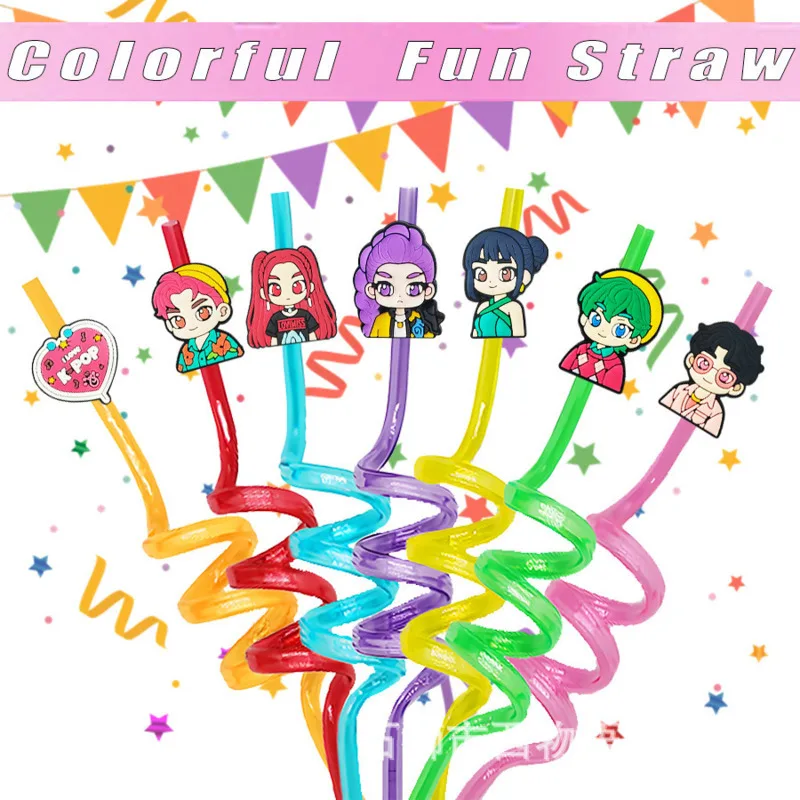 

23 шт. Kpop аниме многоразовые трубочки для питья вечерние украшения для дня рождения для детей товары из фильмов аниме подарки поставки