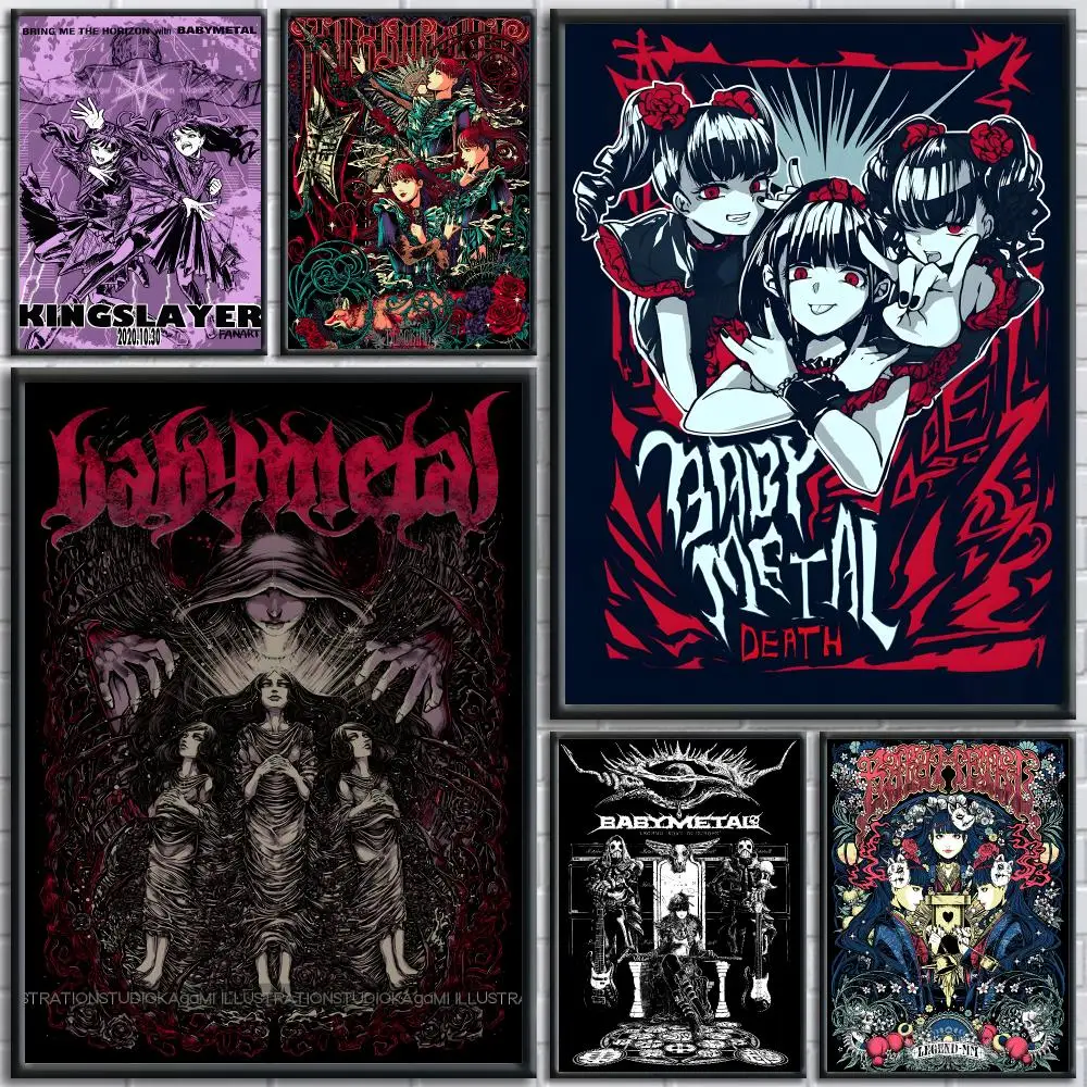 BabyMetal Band Heavy Metal Poster Painting Prints Wall Art Picture Film Room Home Bar Cafe Decor Home  Mural