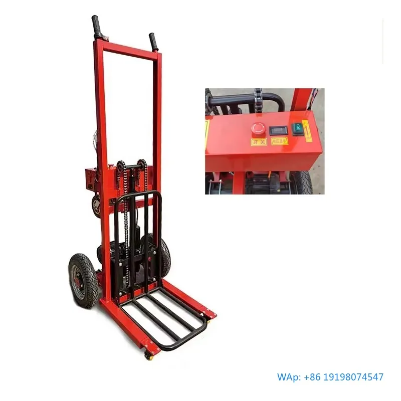 

Portable Small Hydraulic Electric Hand Stacker Trolley 300kg Warehouse Logistics Transport Cart