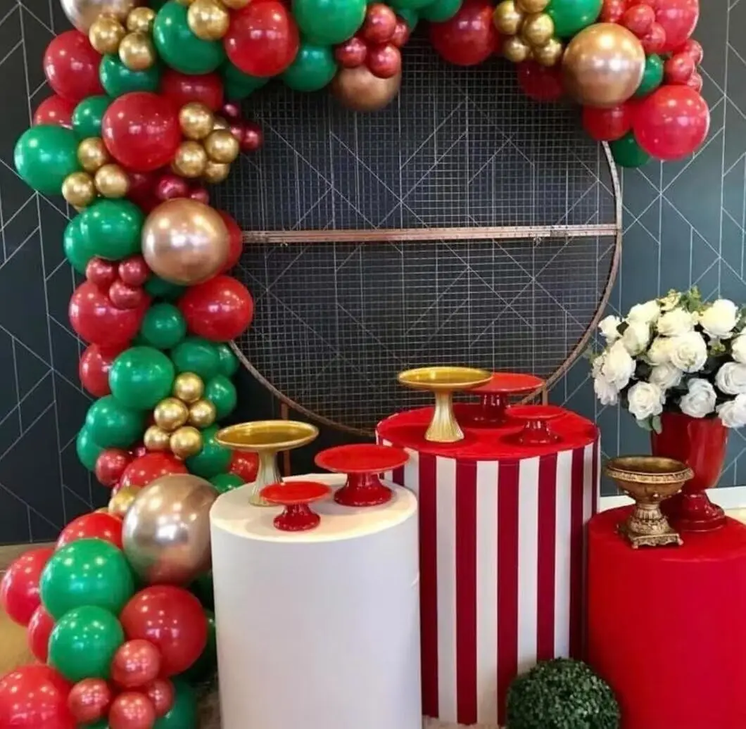 Красные полосы, скатерть на стойку, цилиндрические Чехлы для рождественских вечеринок, стрейчевая ткань, праздничное украшение