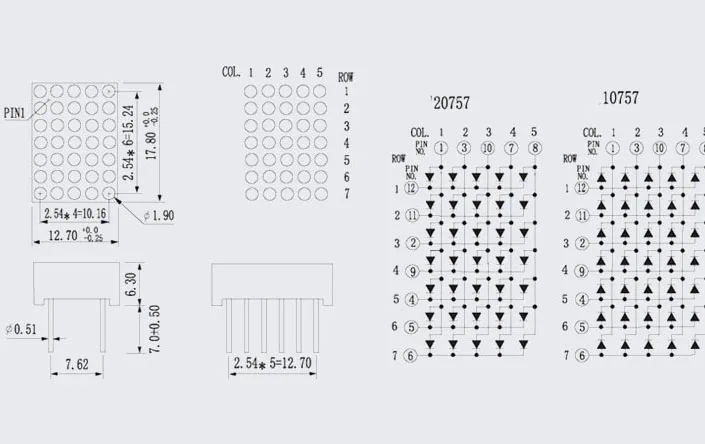 20PCS 1.9MM 5X7 led display BLUE Common anode LED Dot Matrix Digital Tube Module 5*7 digital tube