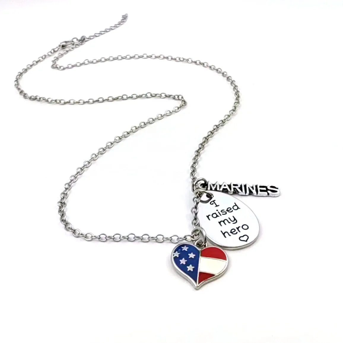 i raised my hero Jewelry marines Necklace Flag of the US Marine Mom Necklace,Marine Corp Necklace