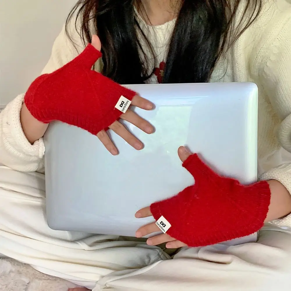 

Модные теплые полуперчатки с сенсорным экраном, утепленные корейские вязаные перчатки-раковины, короткие креативные зимние перчатки-ракушки, уличные