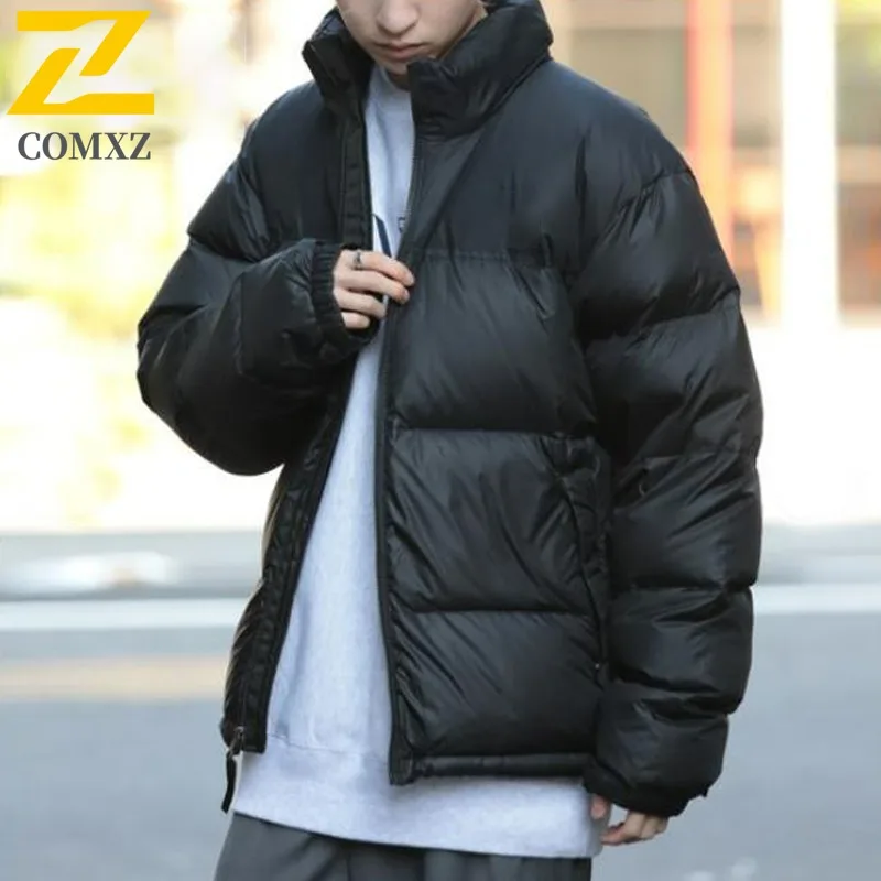 

COMXZ мужской рабочий пуховик высокого класса с воротником-стойкой, утолщенная теплая парка для кемпинга, уютное ветрозащитное зимнее пальто для путешествий