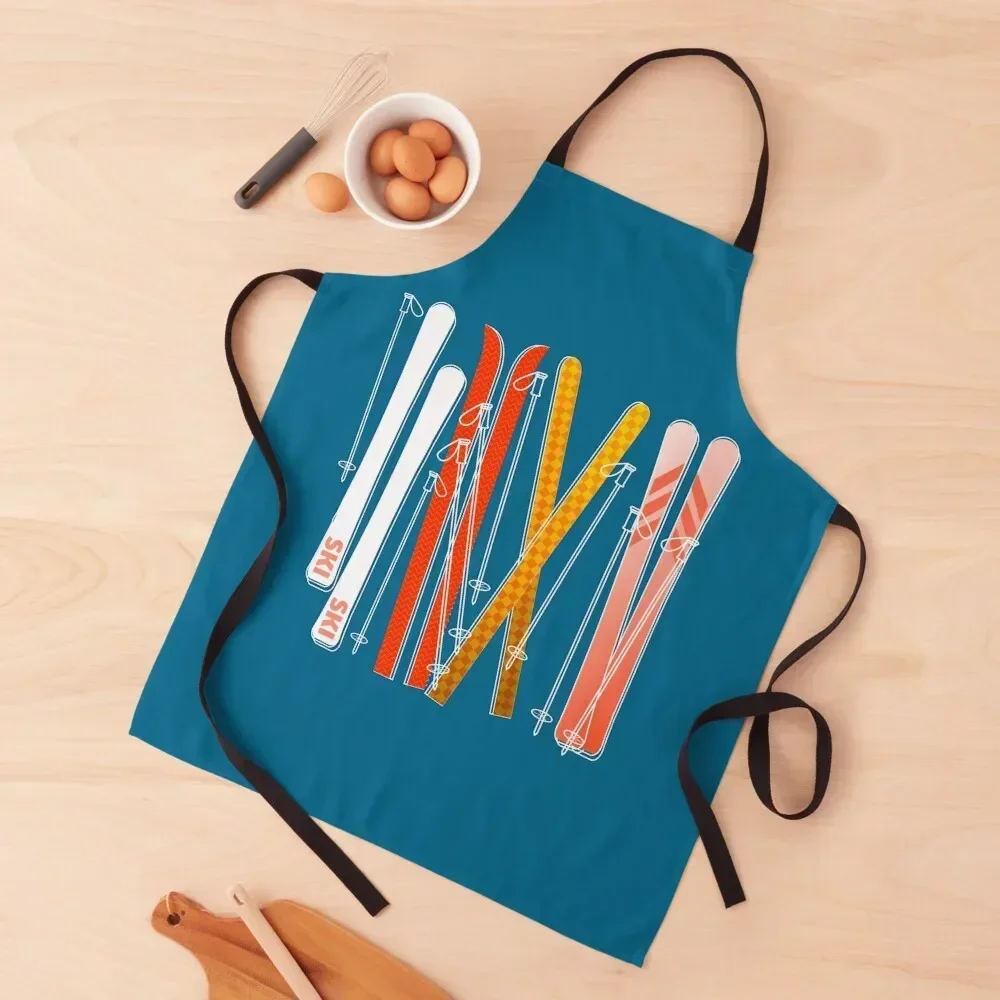 

Retro ski on dark blue Apron cleanings Cute Kitchen Accessories Kitchens Woman Useful Things For Kitchen Apron