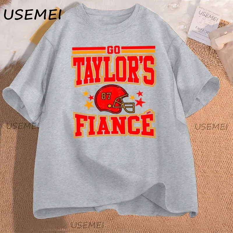 الذهاب تايلورز خطيبة تي شيرت لعبة كرة القدم يوم تي شيرت Crewneck قصيرة الأكمام المطبوعة التي شيرت الملابس النسائية الشارع الشهير Y2k تيز