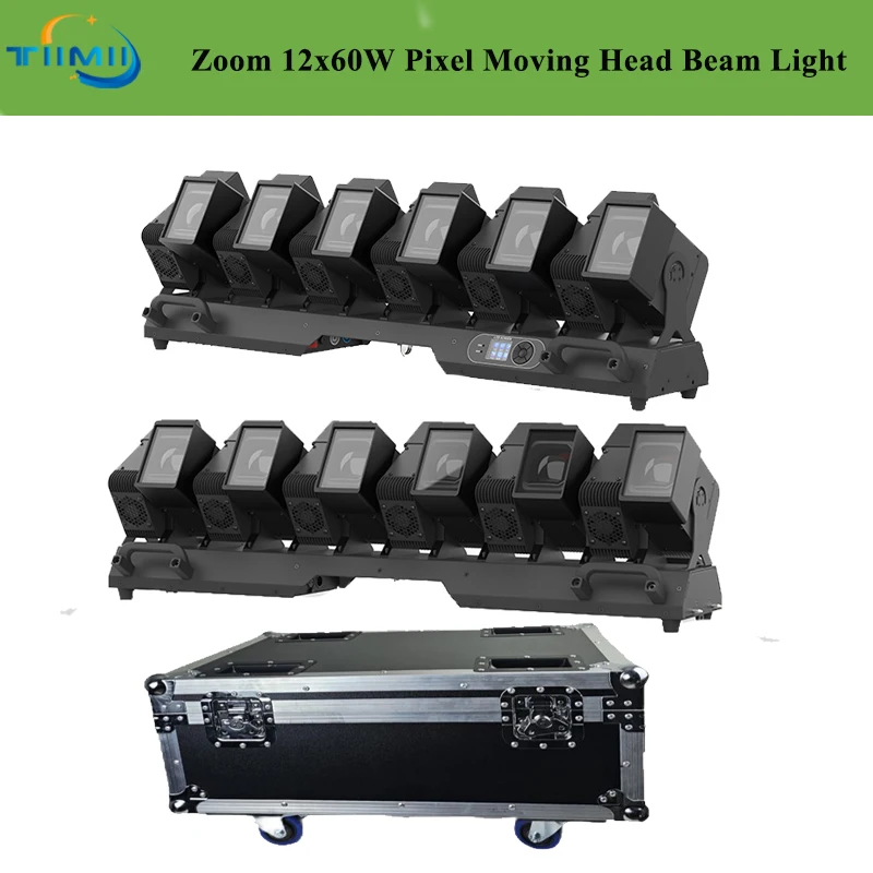 1 Flightcase 2Pcs 12x60W rgbw led moving head zoom wash Swinging Rotating Beam Stage Party Disco Club Bar Show light