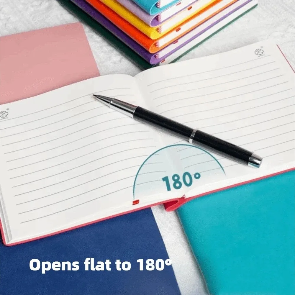 Candy Colors Square Notebook PU Soft Cover Horizontal Line Page Thick Notebook 100 Sheets 200 Pages Notepad Book