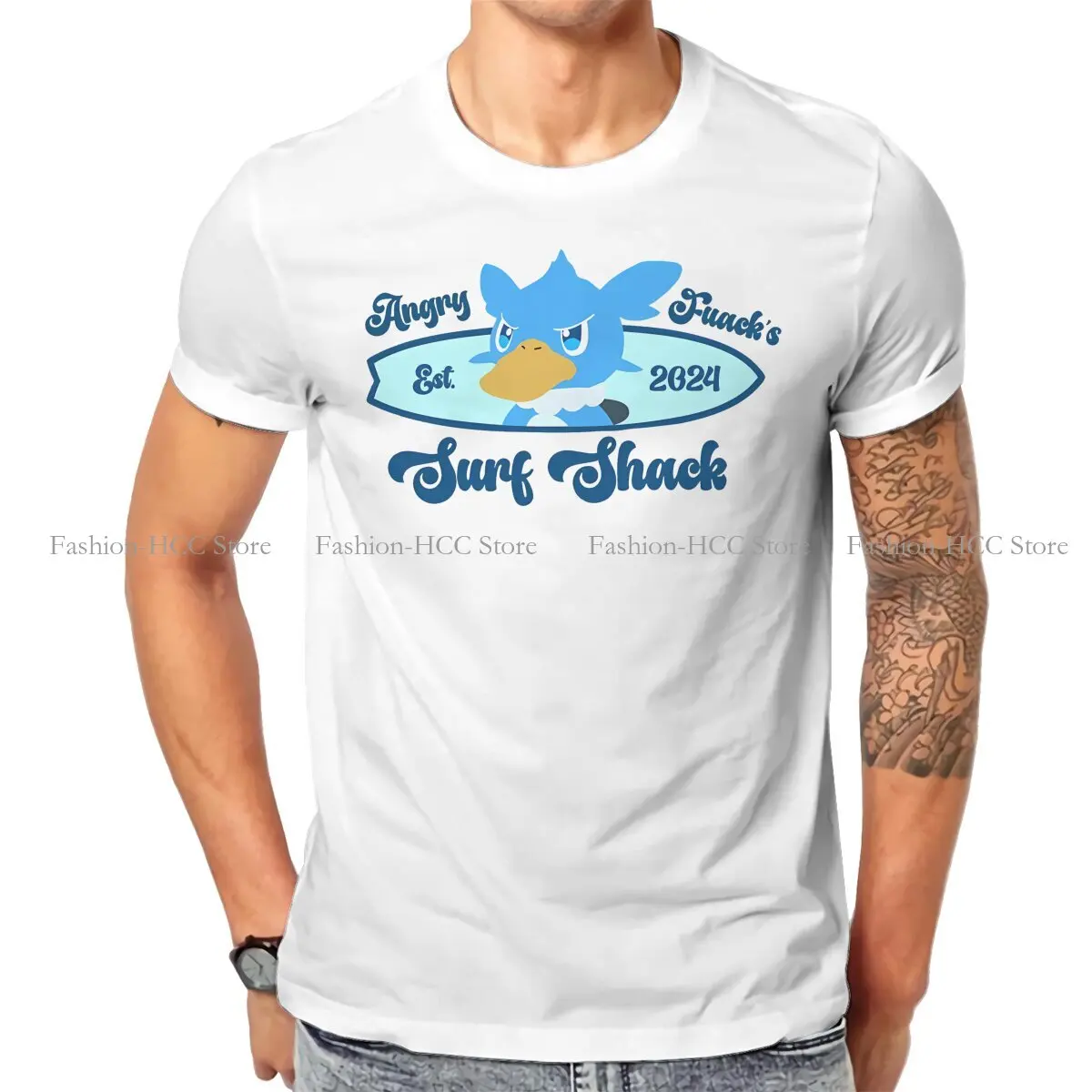 Angry Fuack's Surf Shack Casual TShirt Palworld Elf Game Printing Tops Comfortable T Shirt Men Short Sleeve Unique