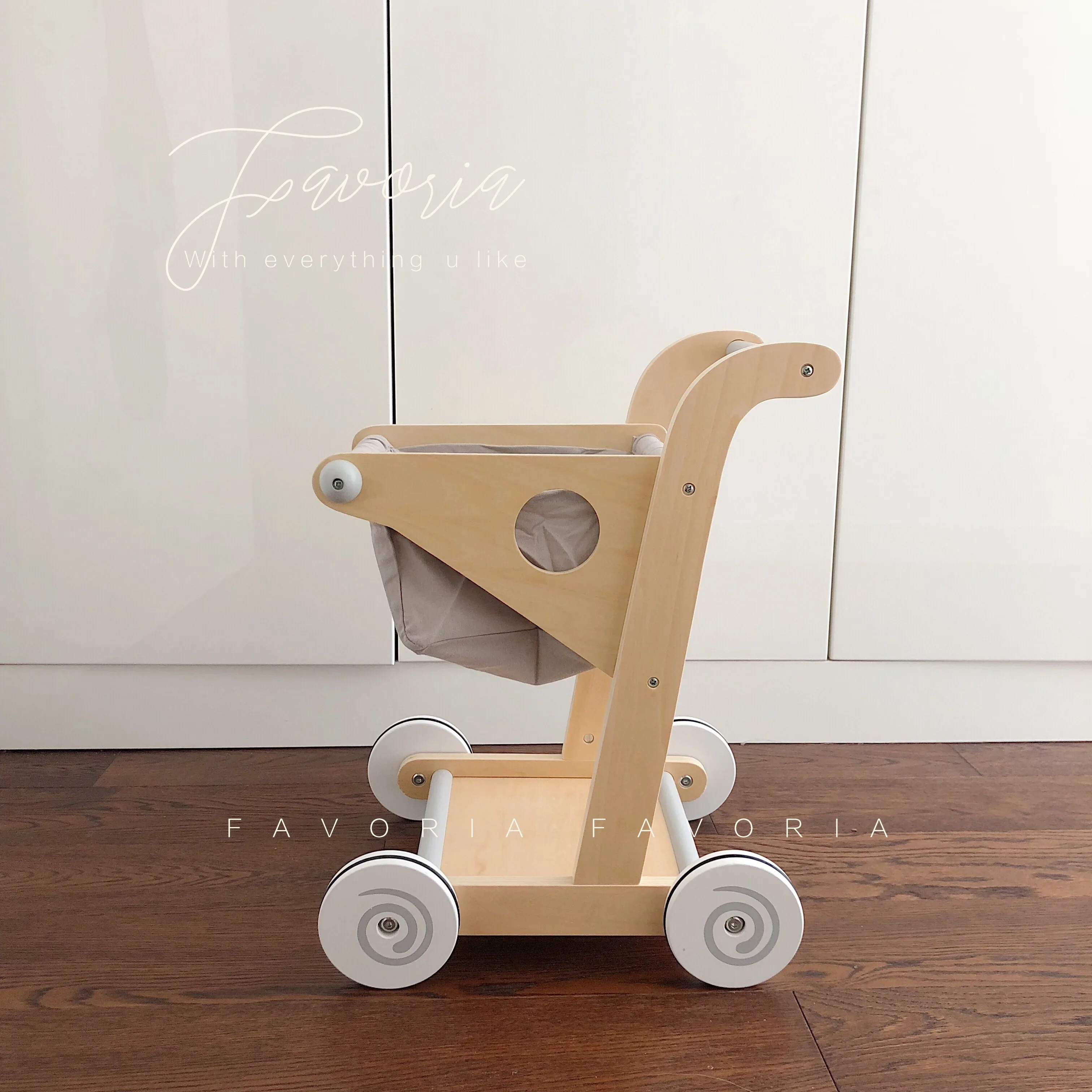 Korean ins cute kids wooden shopping cart toys boys girls simulation supermarket cart passing family gifts