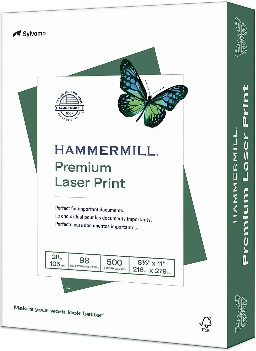 

Premium Laser Printer Paper, 28 lb, 8.5x11, 1 Ream (500 Sheets), 98 Bright, Acid-Free, 2400 dpi