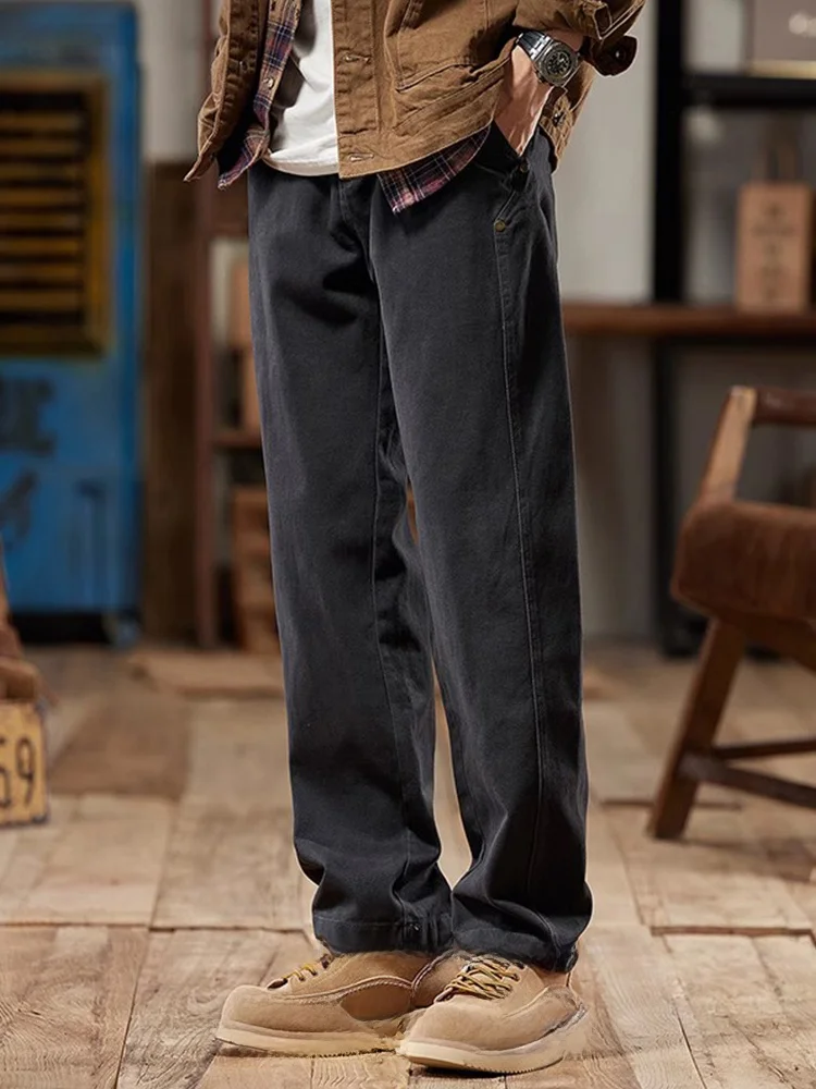 

Retro American Work Pants Men's Spring Autumn Loose Casual Straight Leg Pure Cotton Trousers Faionable Urban Sle