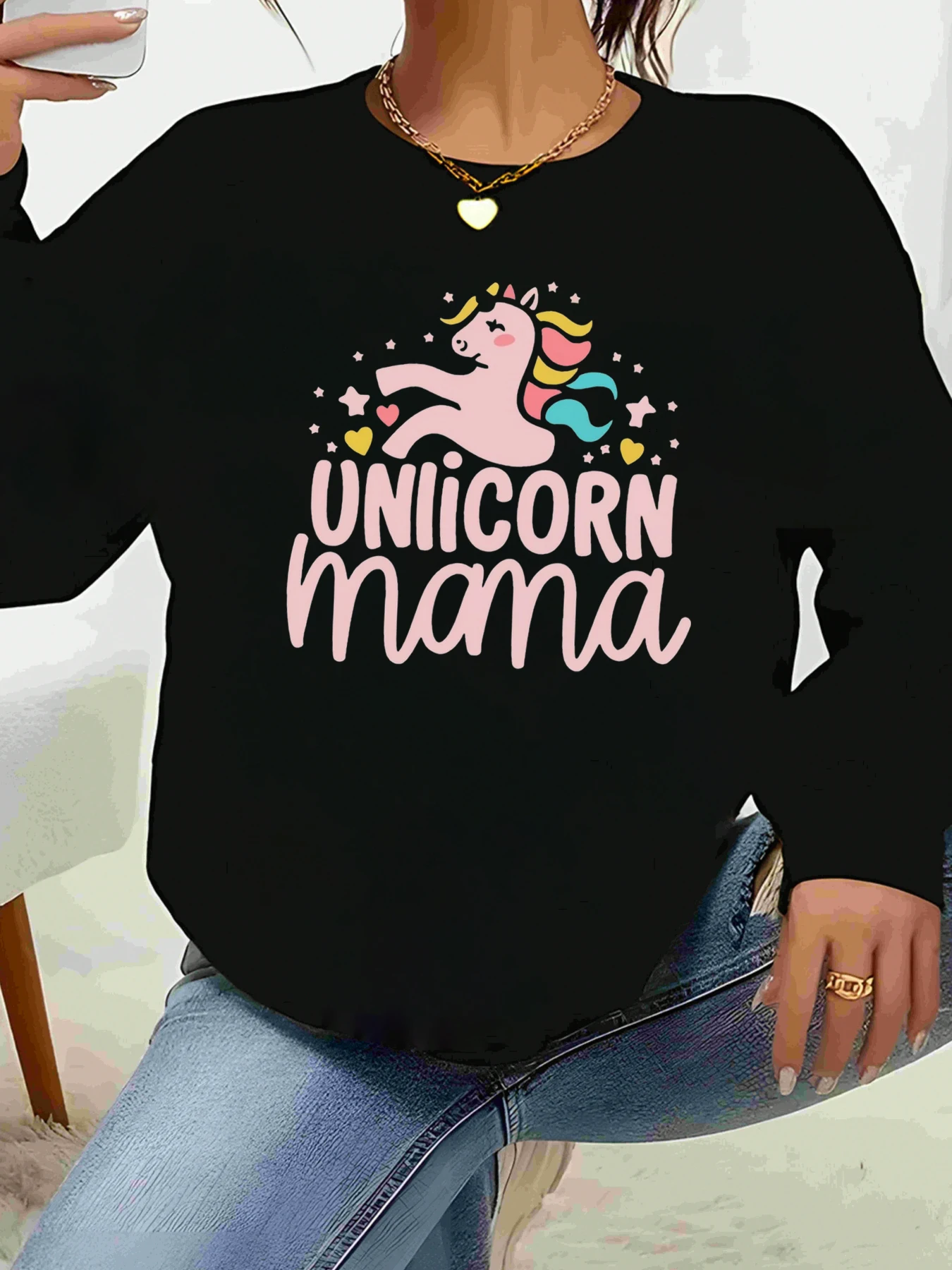 

Топ с длинными рукавами и принтом «Единорог Мама», повседневная одежда ко Дню матери, женская мода