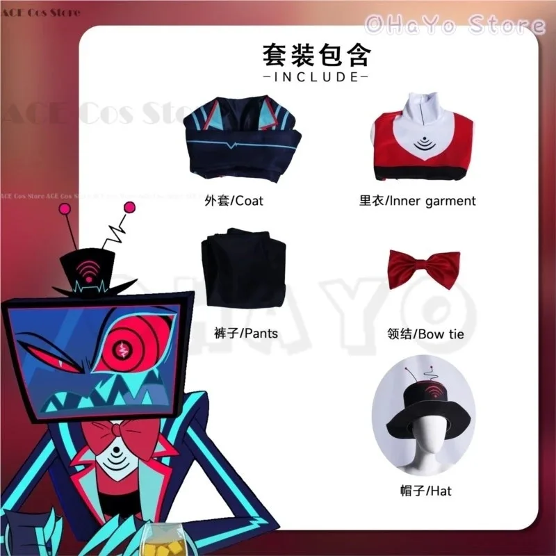 Anime hasbin cosplay hotel charlie vox cosplay outfit roupas matningstar traje vox cosplay roupas festa de halloween diabo novo