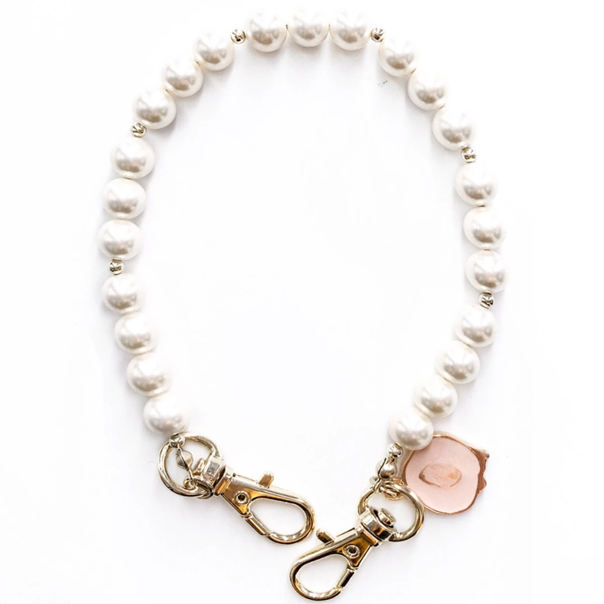 

Mobile phone case, bag accessories, metal pearl silicone slender chain short URL