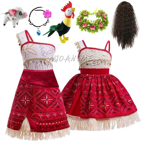 in stock New Movie Moana 2 Dress Christmas Costume Princess  Clothes Vaiana Pua Pig Outfit