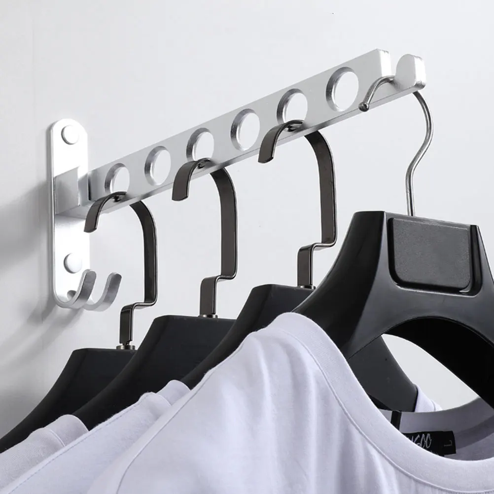 

Wall-mounted Aluminum Alloy Clothes Hanger Holder Laundry Drying Rack Space-saving Home Organizer 90 Degree for Small