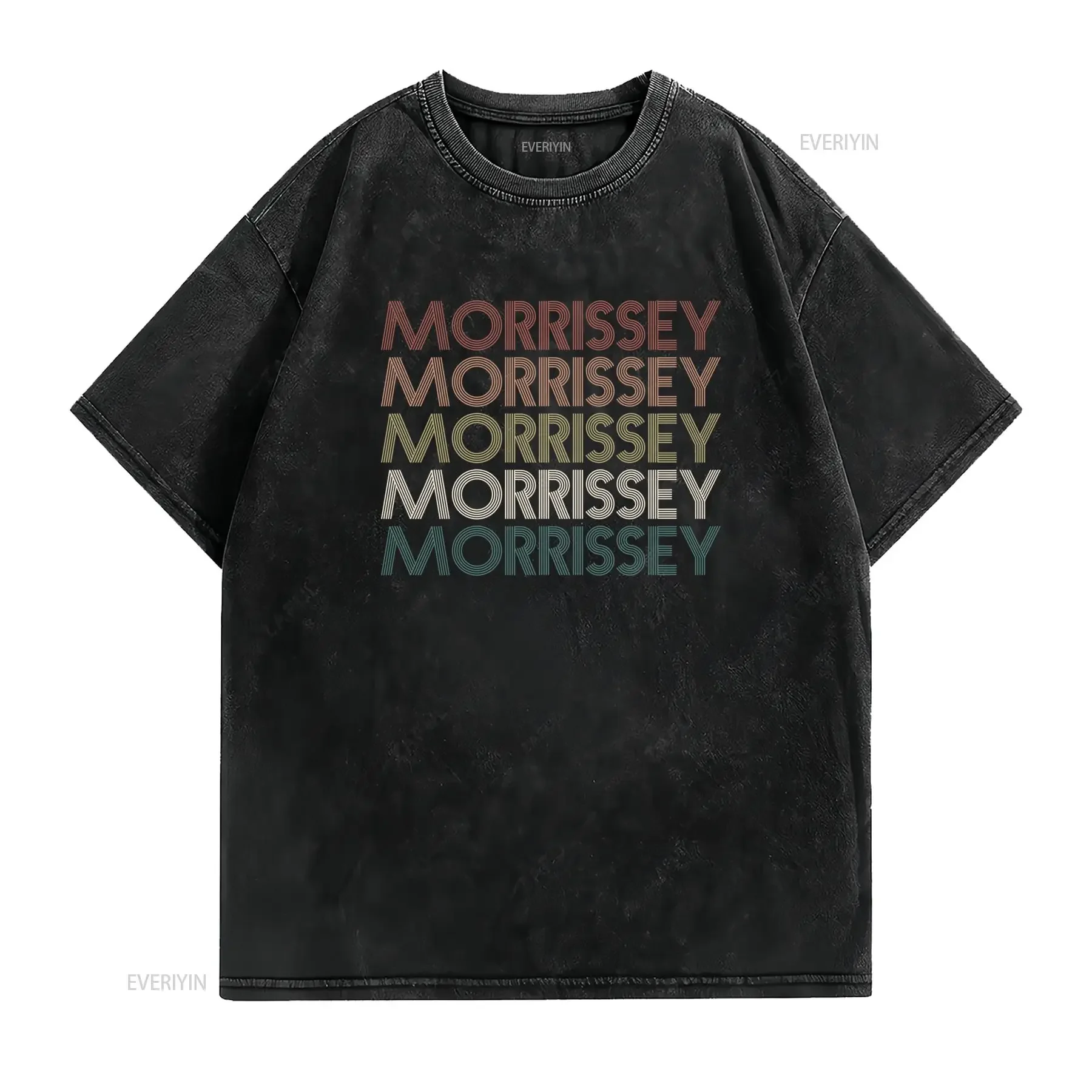 Camiseta Retro Vintage de Morrissey para Hombre Gruesa 100 Estampado Vertical Nombre en Negro Cuello Redondo Estilo Casual