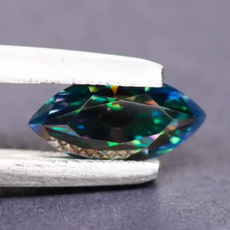 

Moissanite Stone Rainbow Green Color Marquise Cut Charms Gemstone DIY Ring Necklace Earrings Main Materials