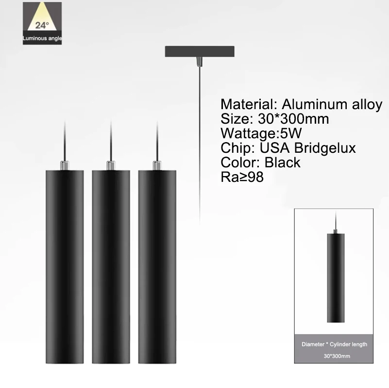 Luzes de pista lâmpada do teto controle voz inteligente casa inteligente 300mm lâmpada pingente magnético 5w lâmpada tubo longo dc24v