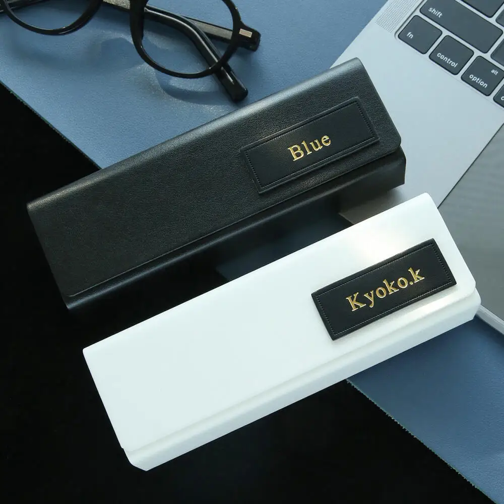 Custom Gold Hot Stamping Name Leather Glasses Case with Gift Box Personalized Initials Eyeglasses Storage Box 24H Fast Dispatch