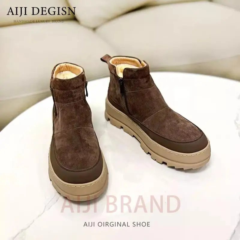 

Мужские молодежные хлопковые ботинки из коровьей замши, мужские черные, коричневые зимние зимние ботинки, теплая шерстяная повседневная обувь с высоким берцем на толстой подошве