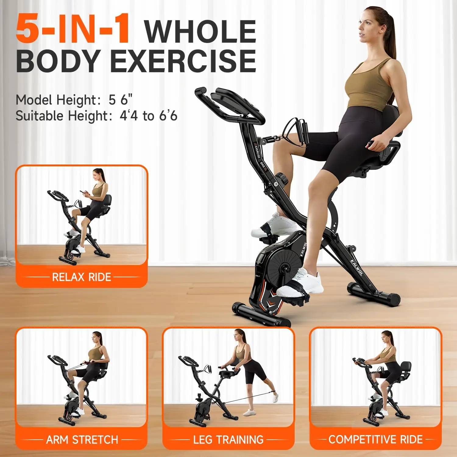 

Exercise Bike, Foldable Stationary Bike With 10/16-level Magnetic Resistance