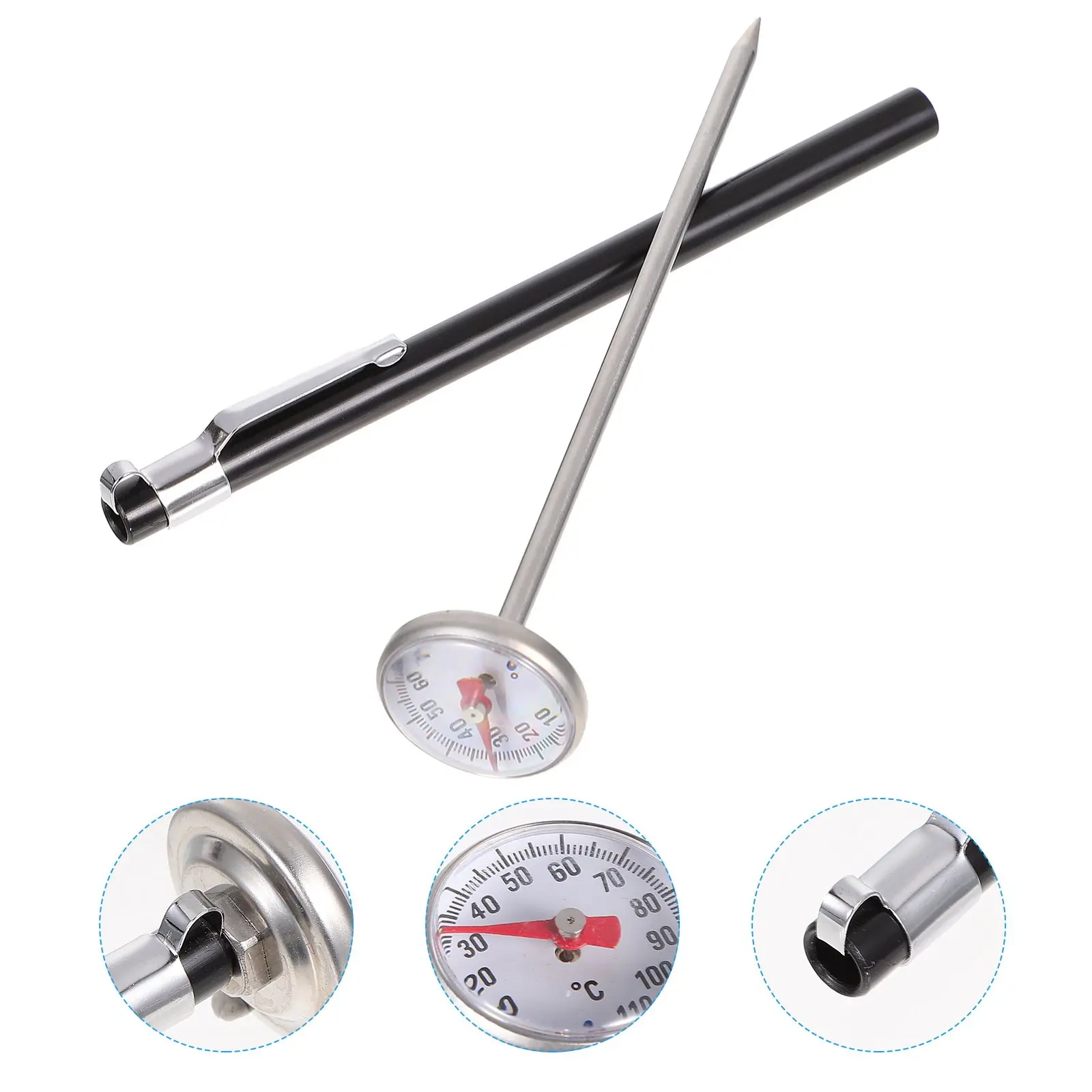

Stainless Steel Food Thermometer Probe Type Instant Read Digital Kitchen Thermometer for Milk Water Oil Cooking -10 to 100