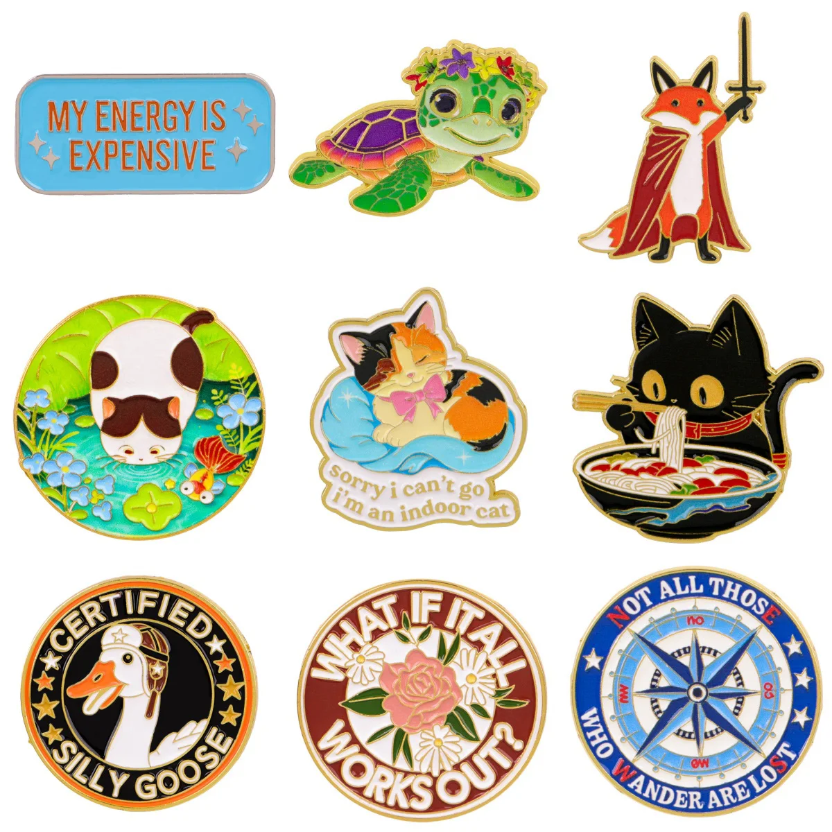 Cute Cat Enamel Pin Cartoon Fox Brooch For Coat Vintage Women's Brooches Animal Lapel Badges Jewelry Gift for Friends