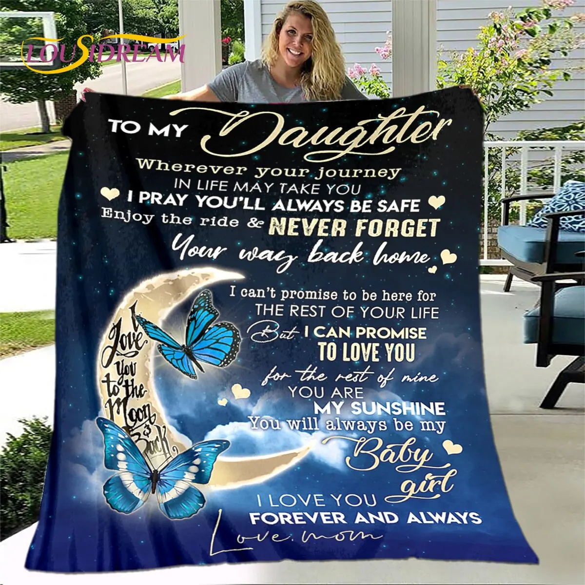 

To My Daughter Plush Butterfly Quilt Blanket,Flannel Blanket Throw Blanket for Living Room Bedroom Bed Sofa Gift for Daughter