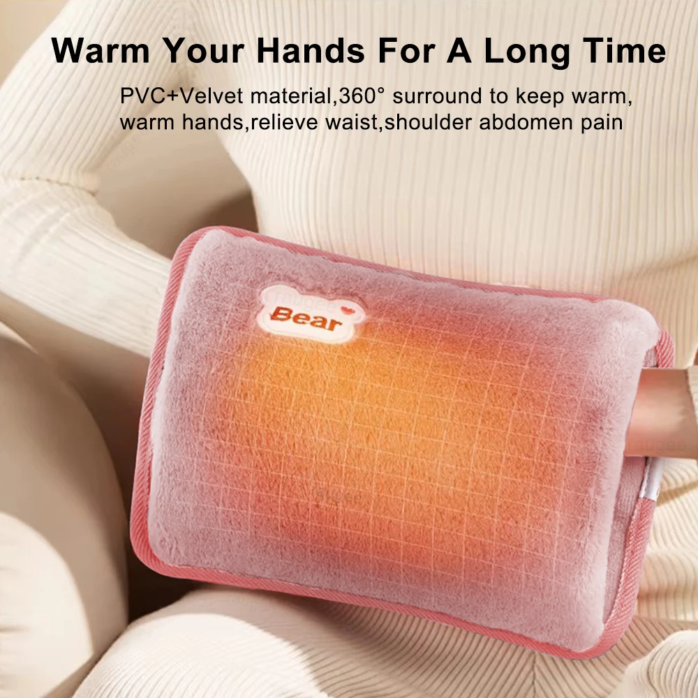 Electric Hot Water Bottle Soft Bag Winter Portable EU Plug Rechargeable Electric Hot Water Bag Hand Warmer Electric Heater