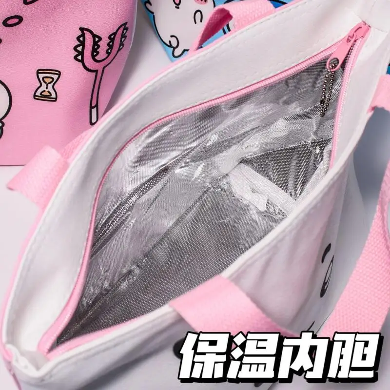 Girl Chiikawa Insulation Aluminum Film Lunch Bag Lunch Box Bag Student Portable Bring Food New Kawaii Cartoon Storage Bag