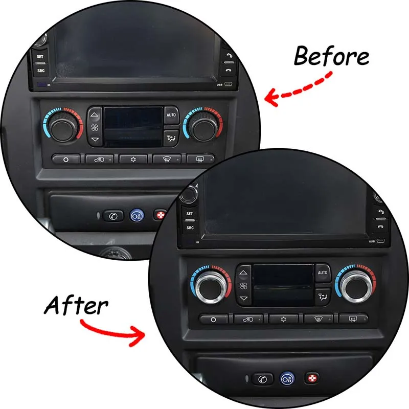 For Hummer H2 2003-2007 Aluminum Alloy Car Central Control Front Row Air Conditioning Adjustment Knob Ring Accessories