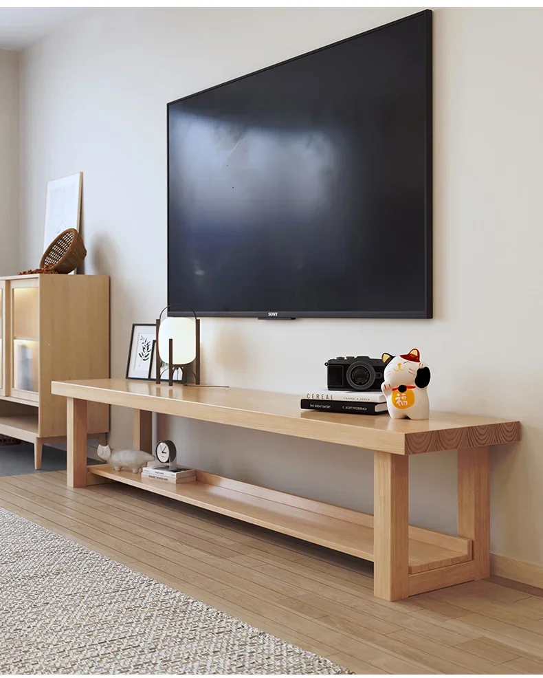 Couchtisch aus massivem Holz, Esstisch mit doppeltem Verwendungszweck, nordischer, moderner, einfacher, rechteckiger Teetisch aus essbarem Holz