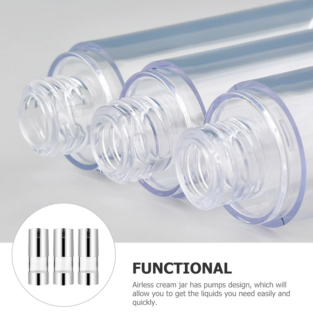 3Pcs Airless Pump Bottles Refillable Containers Travel Lotion Dispensers Leakproof Toiletry Bottles Containers