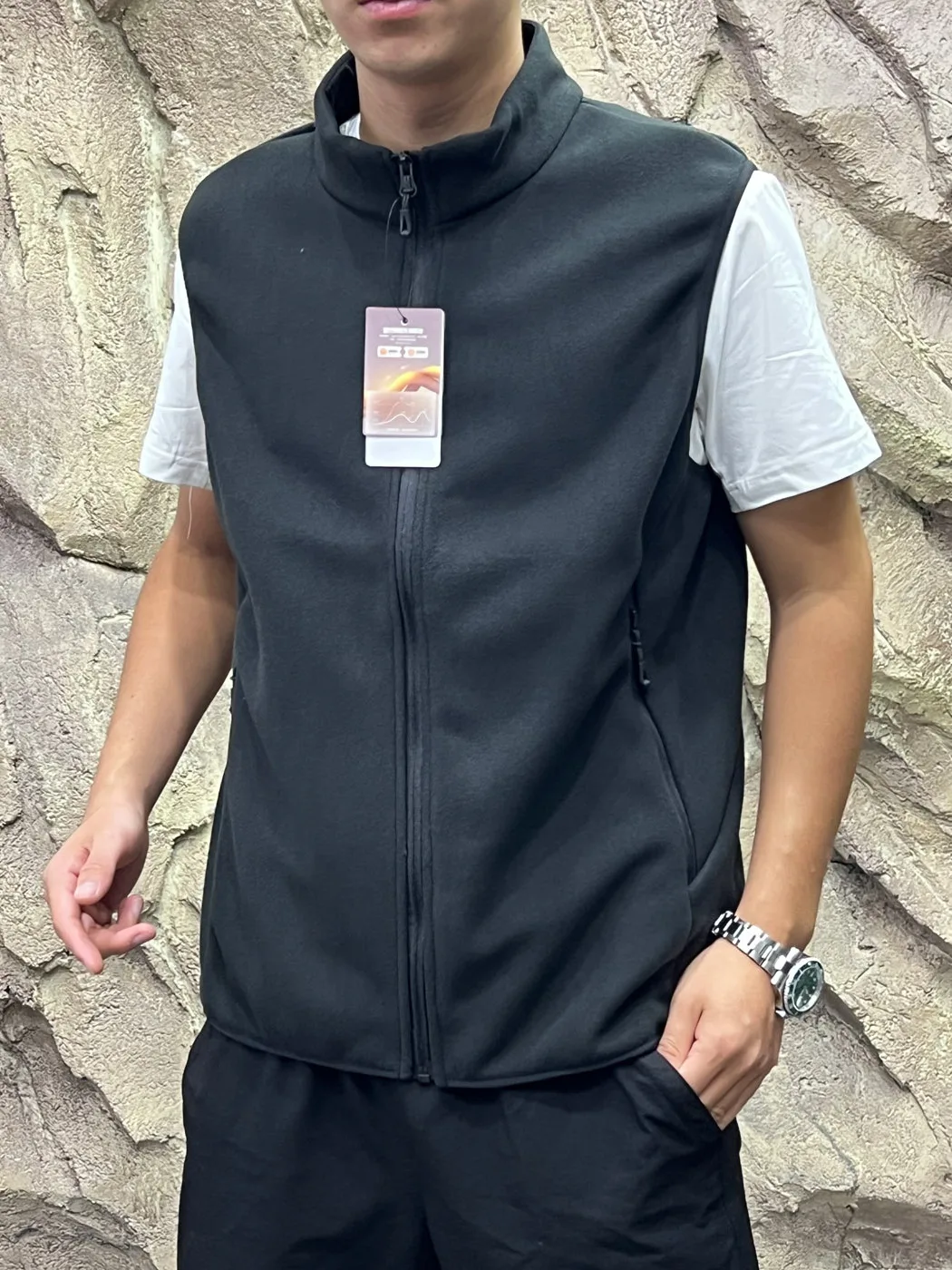2026 New Upgrade Double Layer Heat Storage Warm Men's Outdoor Casual Stand Collar Fleece Vest Autumn Winter Polyester Fiber