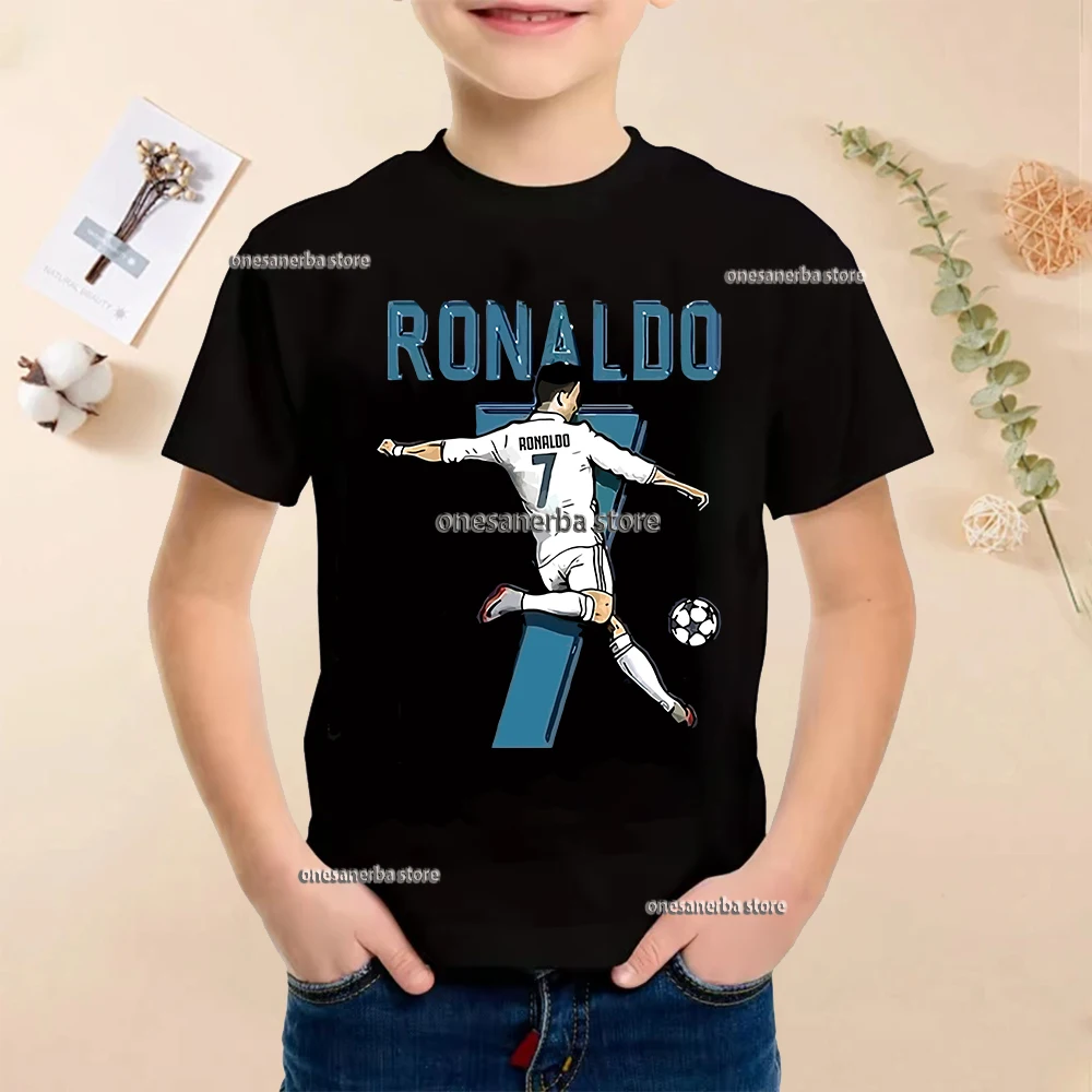 Summer New Kids Soccer Clothing CR7 Ronaldo Outdoor Boys Girls T-shirts Sport Fashion  Children T-shirts Ages 5-14