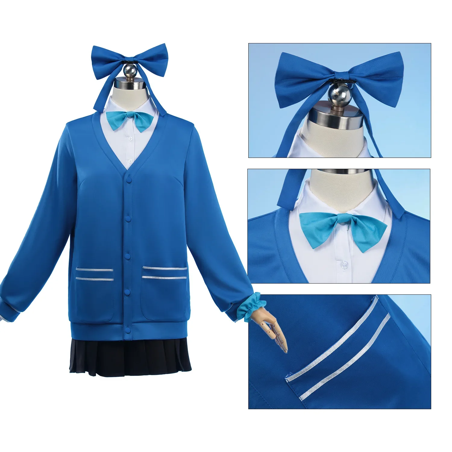 Asuma Toki Game Blue Archive Cosplay Costume for Women Adult Blue Jacket White Blouse Pleated Skirt Jk Uniform Bow-Tie Headgear