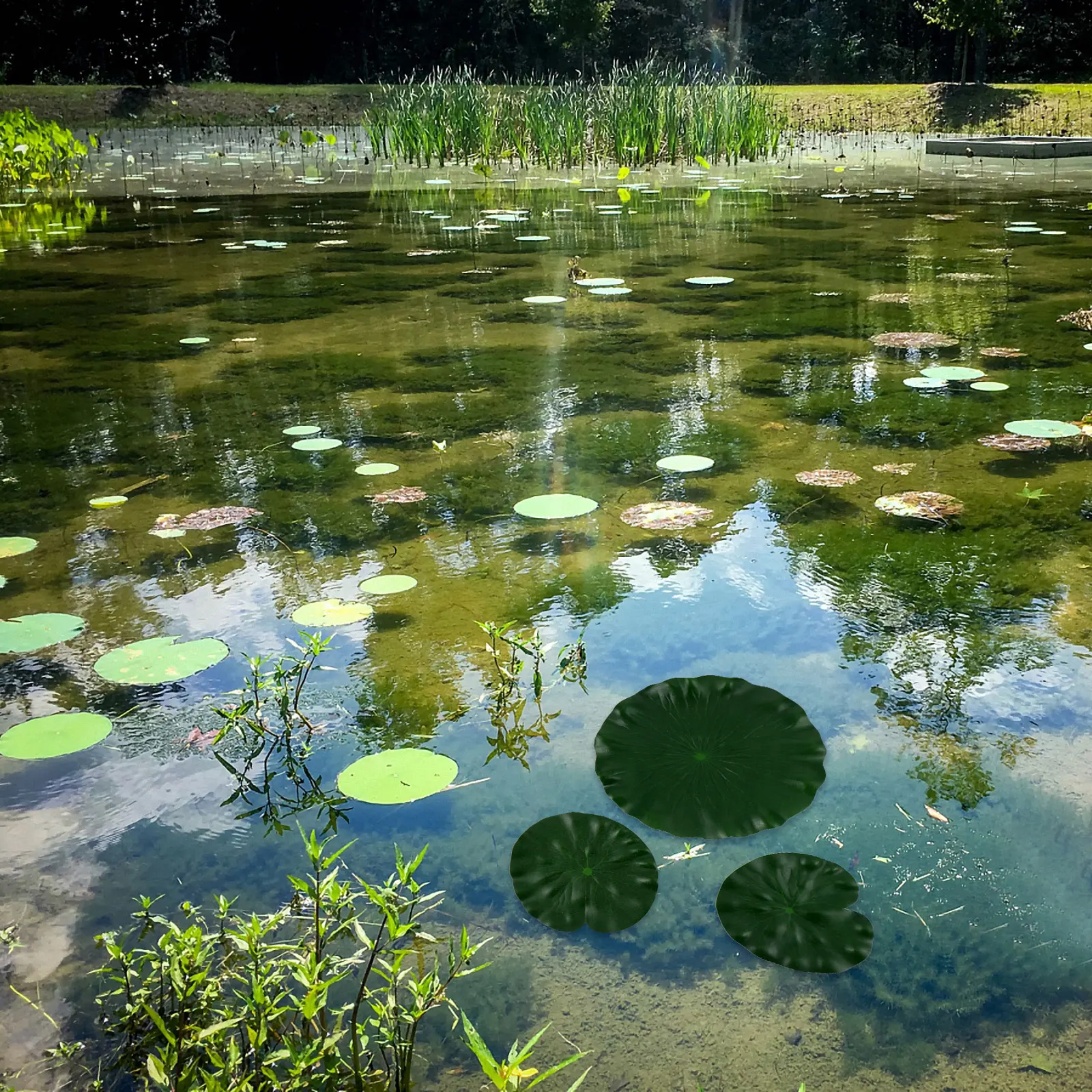 

9pcs Artificial Lotus Leaves Water Lily Pads Decorations for Fish Tank Pond Durable EVA Realistic Foliage Aquarium