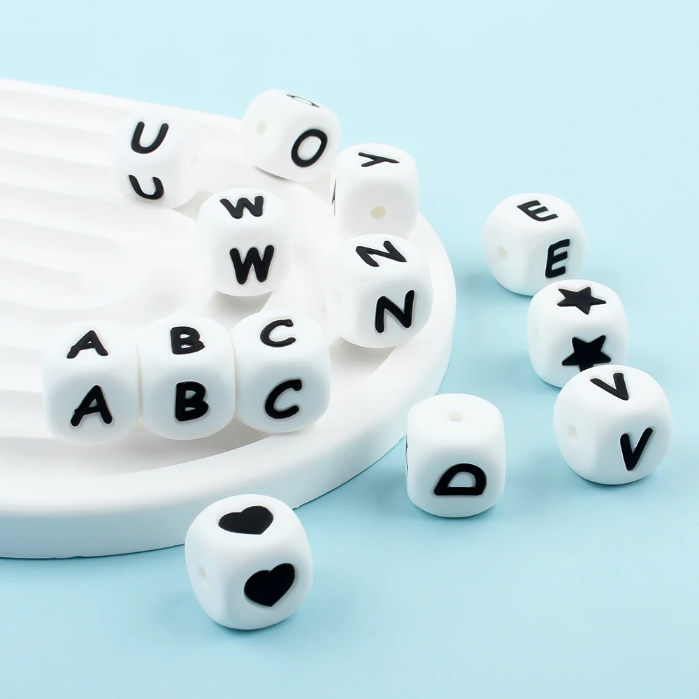 40pcs Letter Beads 12mm Silicone Alphabet Teething Beads Teether Food Grade DIY Pacifier Chain Customized Name Accessorise