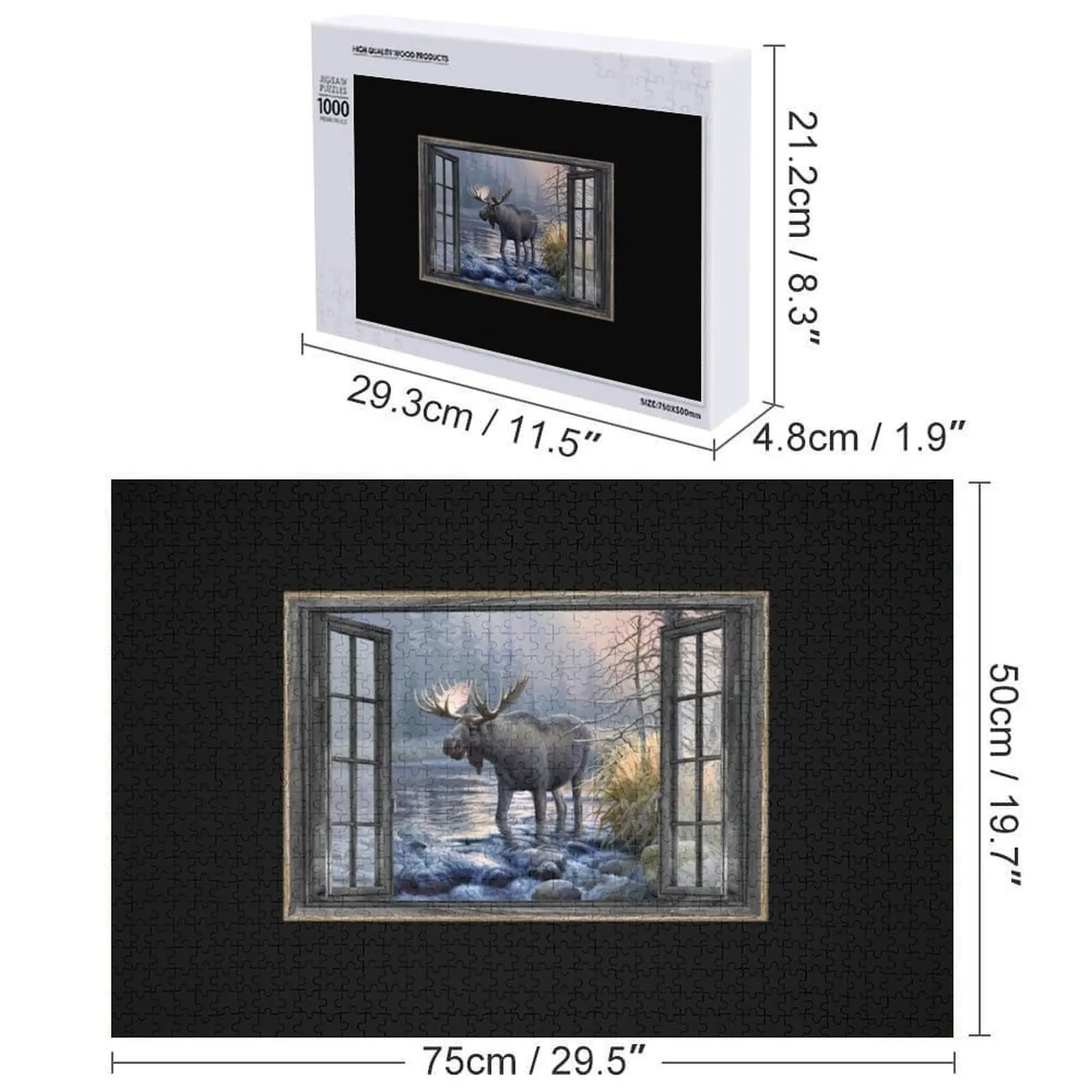 نافذة خشبية موس بواسطة تيار In The Forest Gift Jigsaw Puzzle أفكار هدايا شخصية لغز هدايا عيد الميلاد
